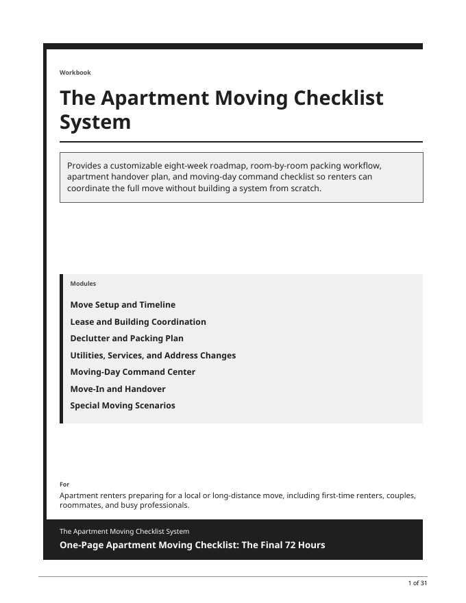 The Apartment Moving Checklist System cover